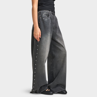 Supply & Demand Stud Wide Jean / Grey Wash Denim