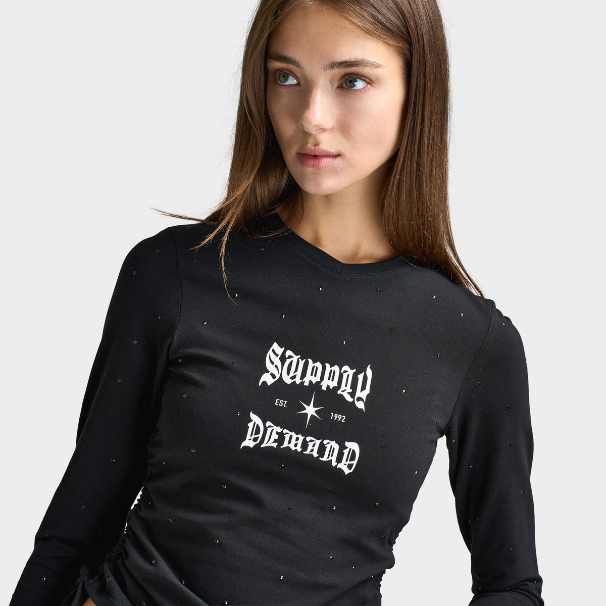 Supply & Demand Women's Sparkles Longsleeve Tee/ Black