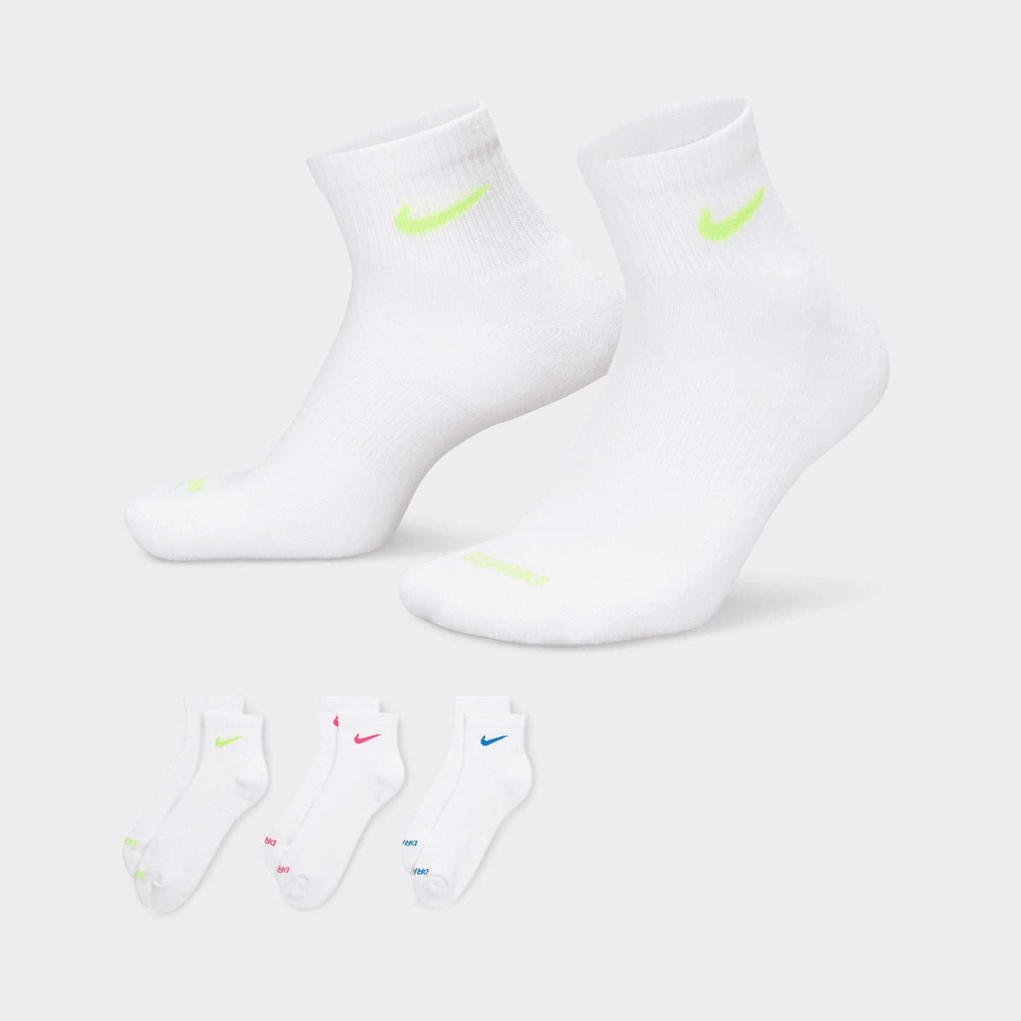 Nike Everyday Plus Chaussettes coussinées Blanc/Multi (3-Paires)