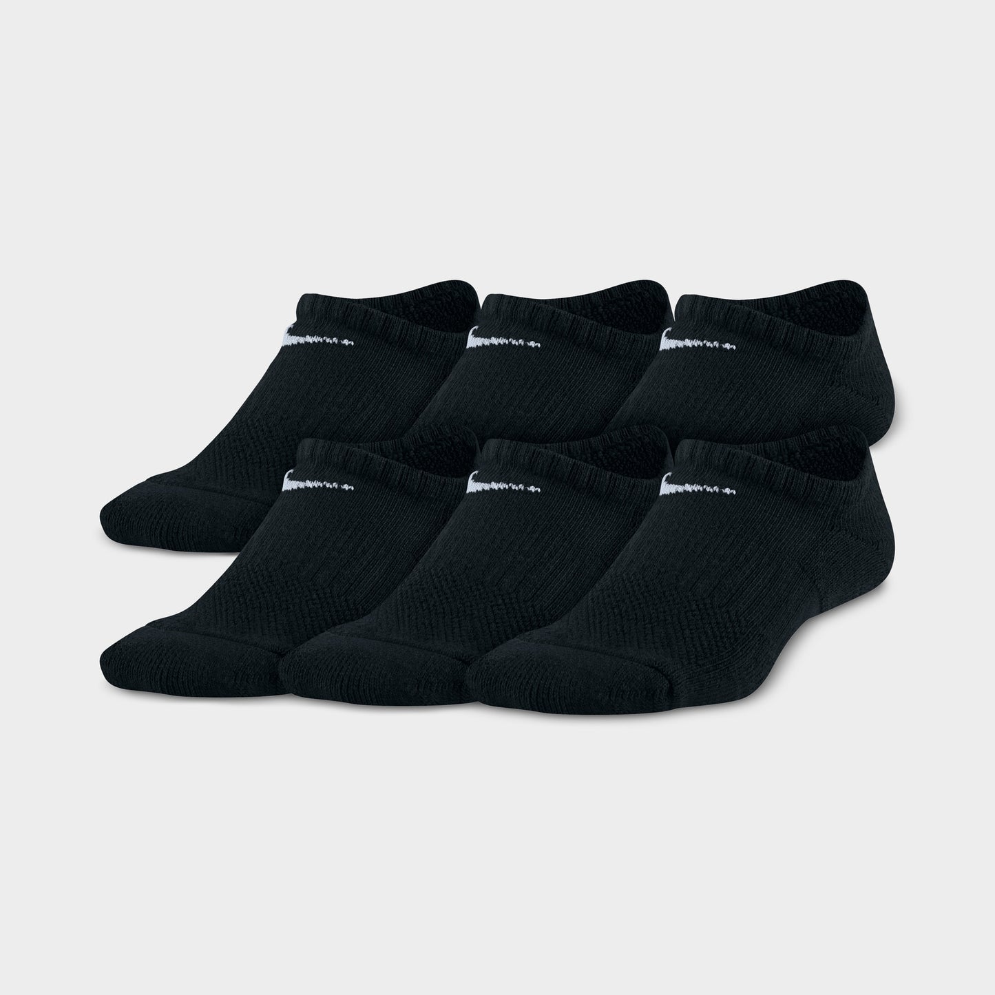 Nike Kids Cushioned No-Show Socks (6 Pack) Black / White