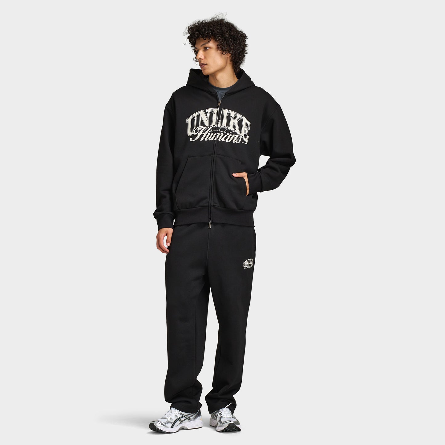 Unlike Humans Whitting Full-Zip Hoodie / True Black