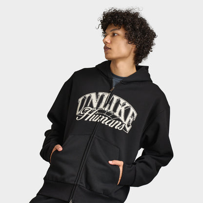 Unlike Humans Whitting Full-Zip Hoodie / True Black