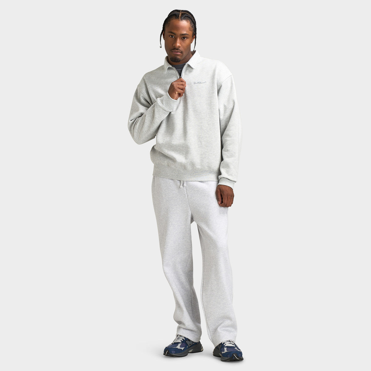 Unlike Humans Chandail demi-zip / Gris chiné