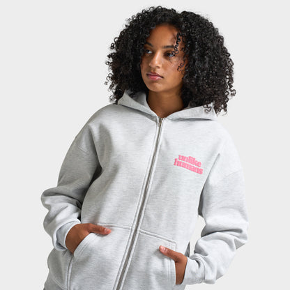 Unlike Humans Women's Bubble Full Zip Hoodie / Light Grey Marl