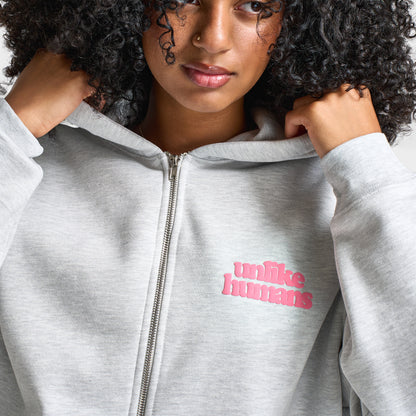 Unlike Humans Women's Bubble Full Zip Hoodie / Light Grey Marl