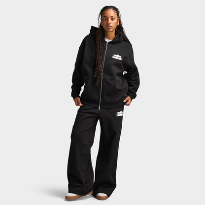 Unlike Humans Pantalon de jogging Bubble à jambes larges pour femmes / Noir