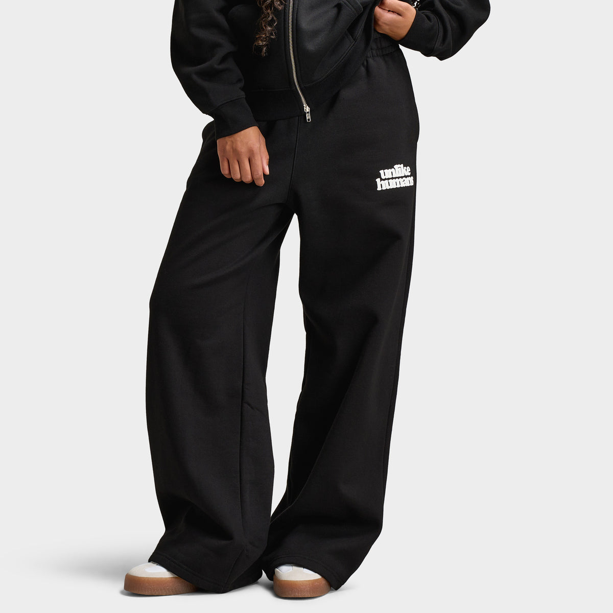 Unlike Humans Pantalon de jogging Bubble à jambes larges pour femmes / Noir