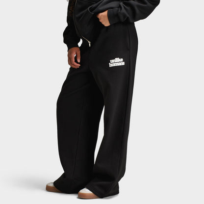 Unlike Humans Pantalon de jogging Bubble à jambes larges pour femmes / Noir