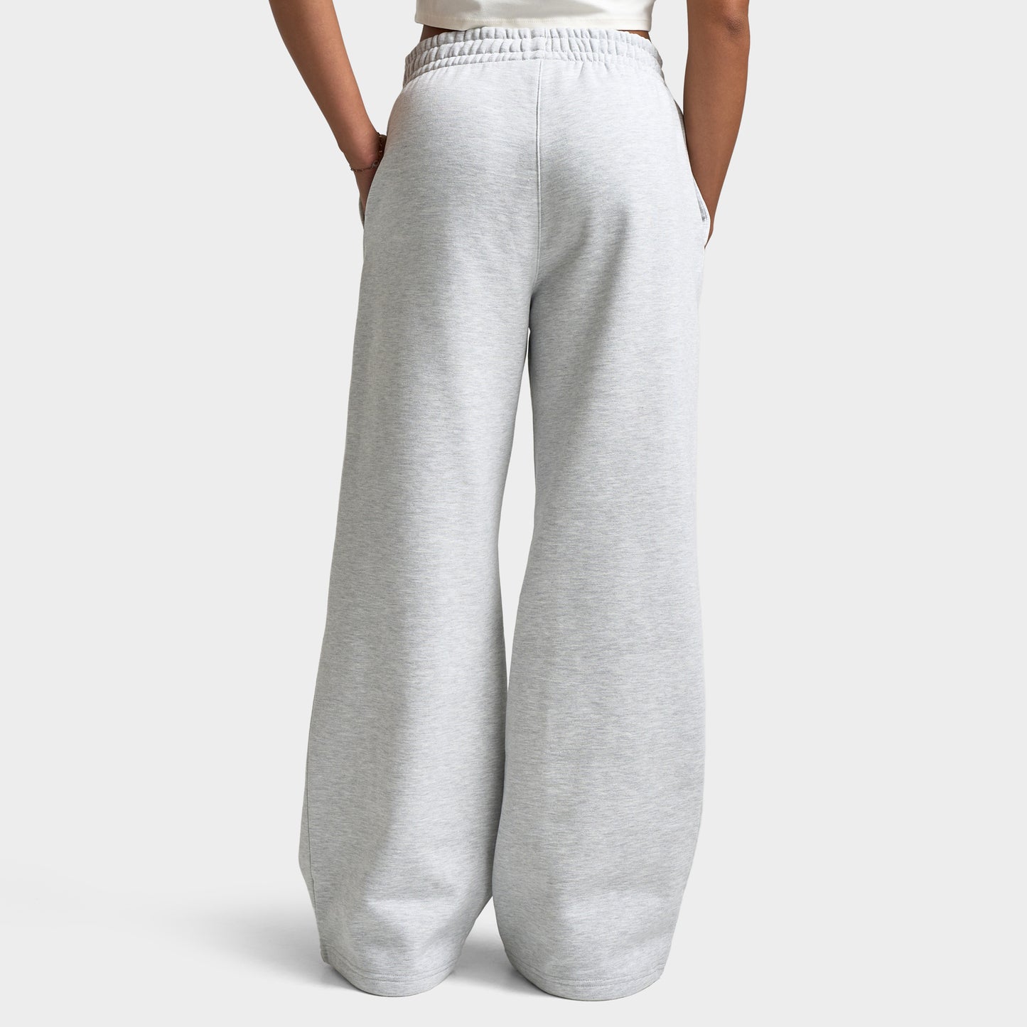 Unlike Humans Women's Bubble Wide Leg Joggers / Light Grey Marl
