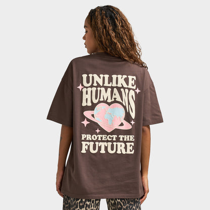Unlike Humans Women's Protect T-Shirt / Brown