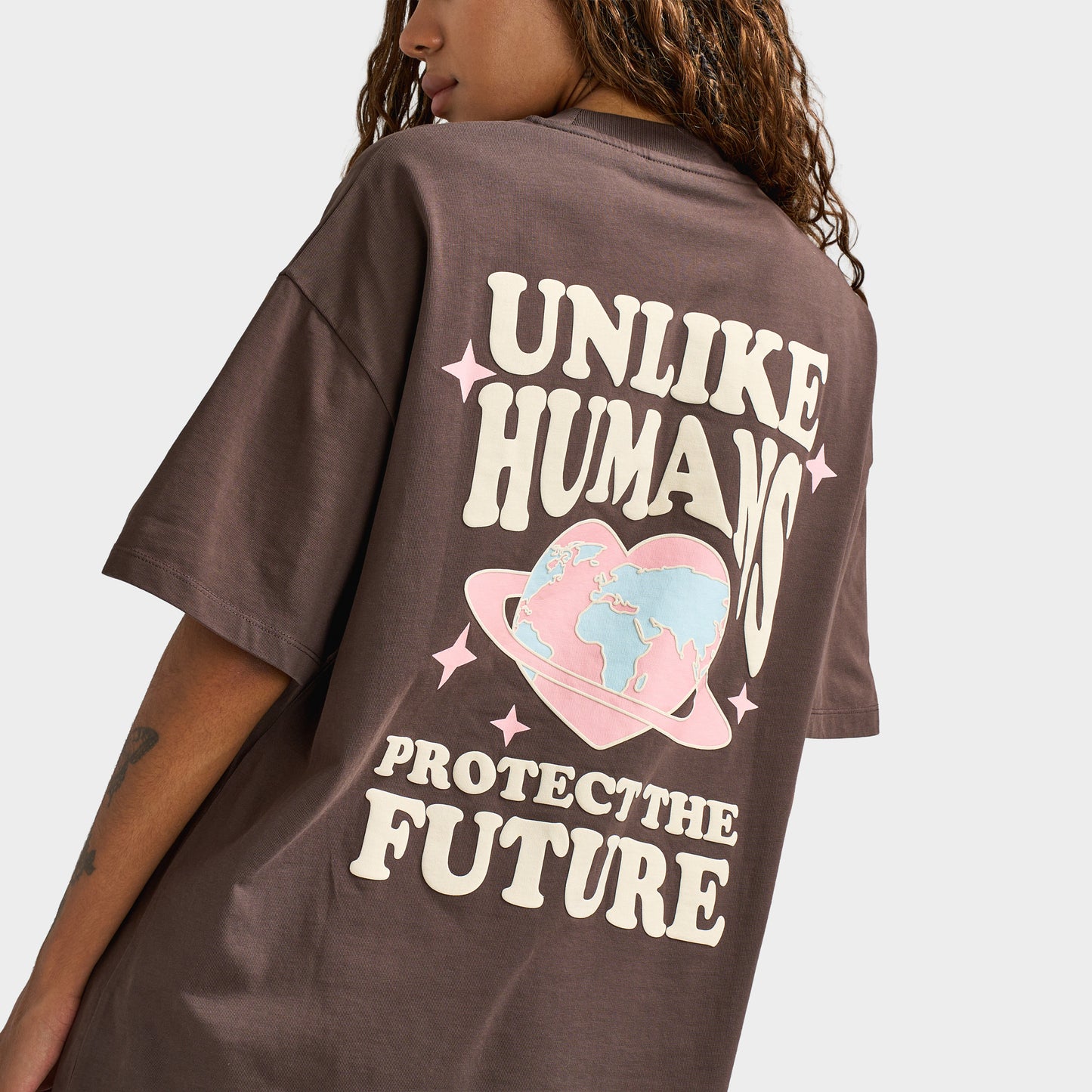 Unlike Humans Women's Protect T-Shirt / Brown