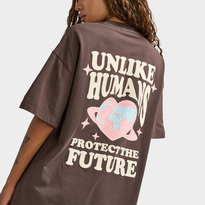 Unlike Humans Women's Protect T-Shirt / Brown