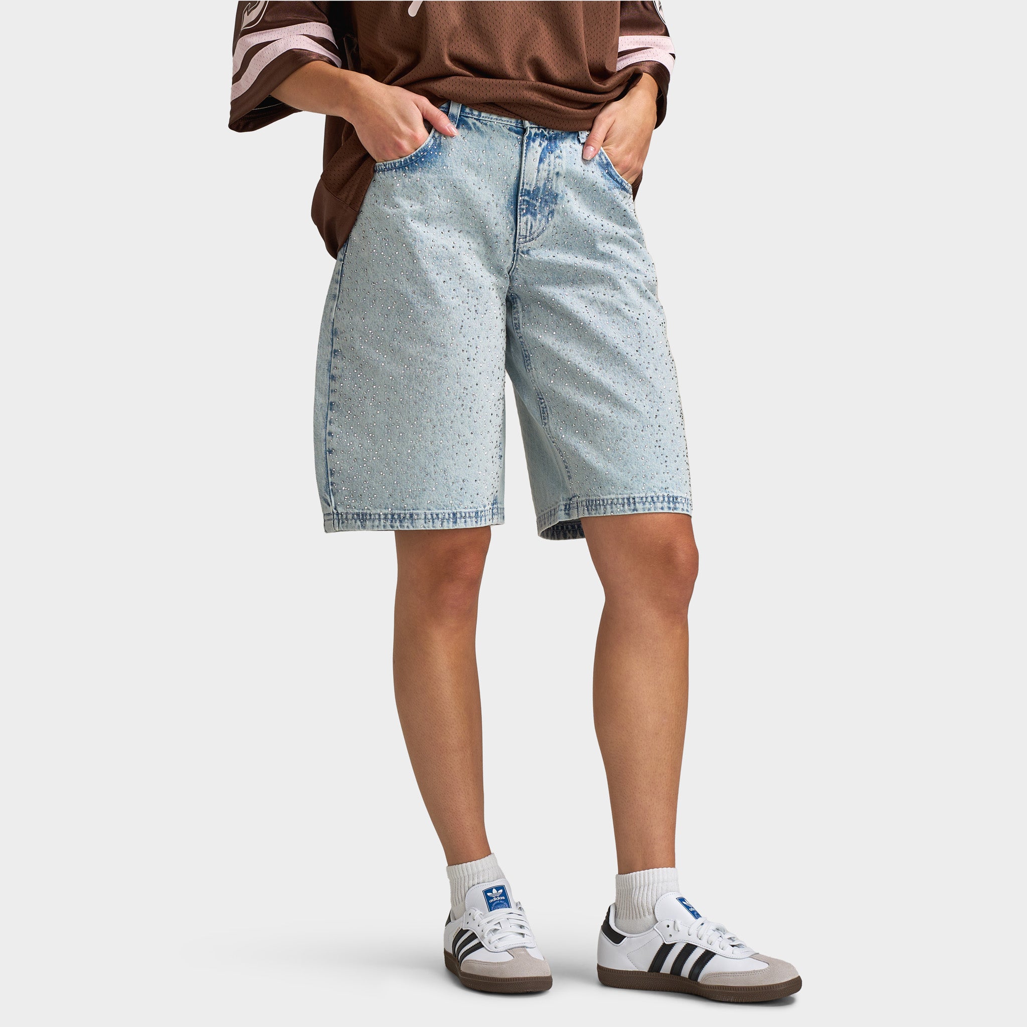 Unlike Humans Human Jort / Rhinestone Extra Light Wash – JD Sports