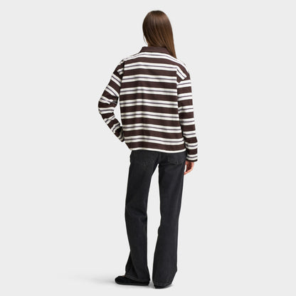 Unlike Humans Aira Rugby Long Sleeve Polo Tshirt / Black Coffee