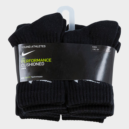 Nike Children's Performance Crew Socks (6 Pack) / Black