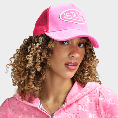 Von Dutch Velvet Trucker Hat / Pink