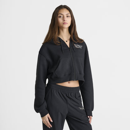 New Balance Women's Linear Crop Full Zip Hoodie Black