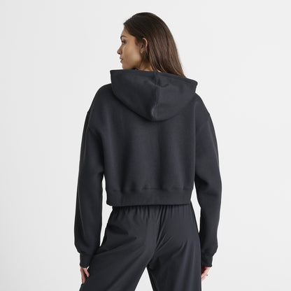 New Balance Women's Linear Crop Full Zip Hoodie Black
