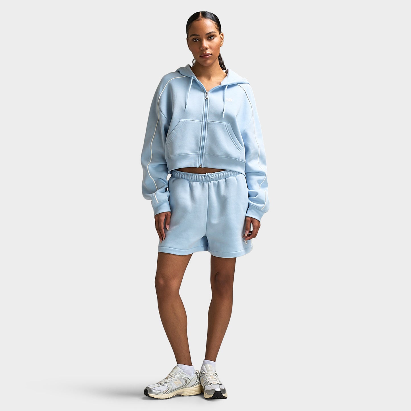 New Balance Piping Full Zip Hoodie Oxford Blue / Sea Salt