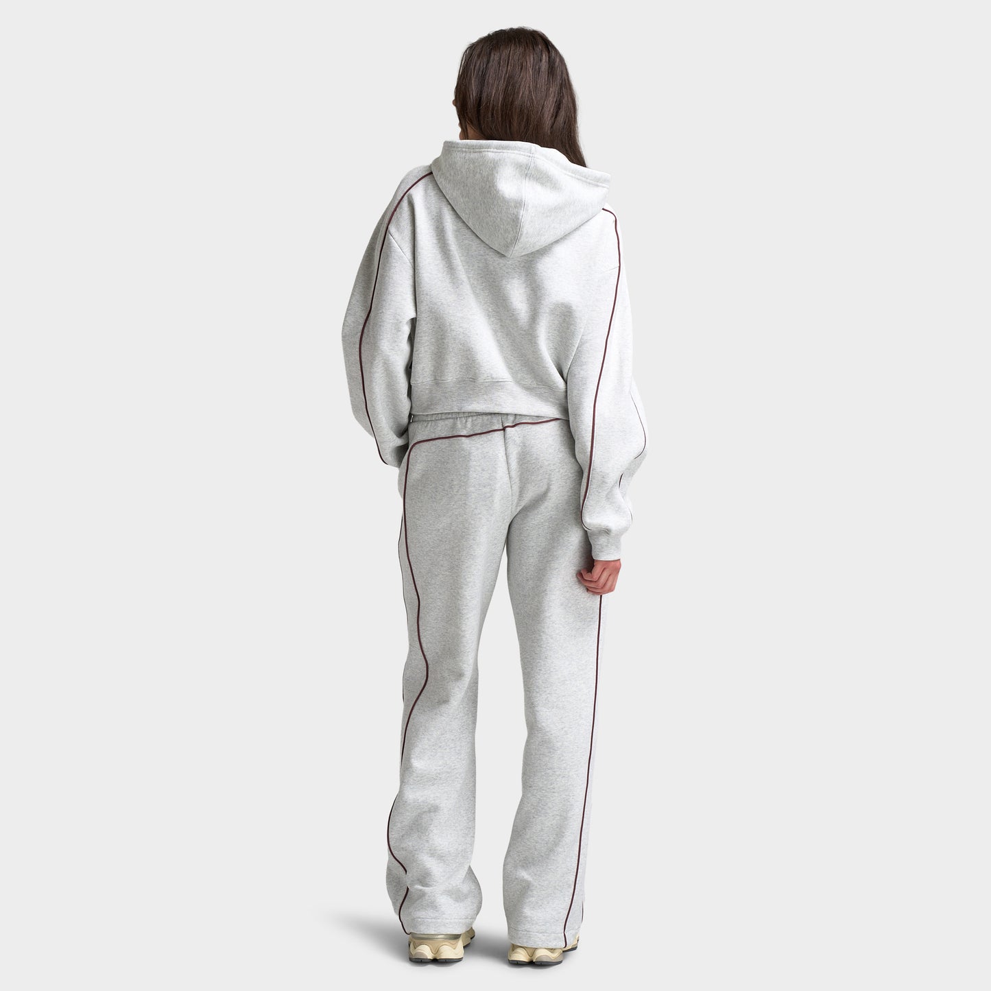 New Balance Women's Piping Full-Zip Crop Hoodie / Grey