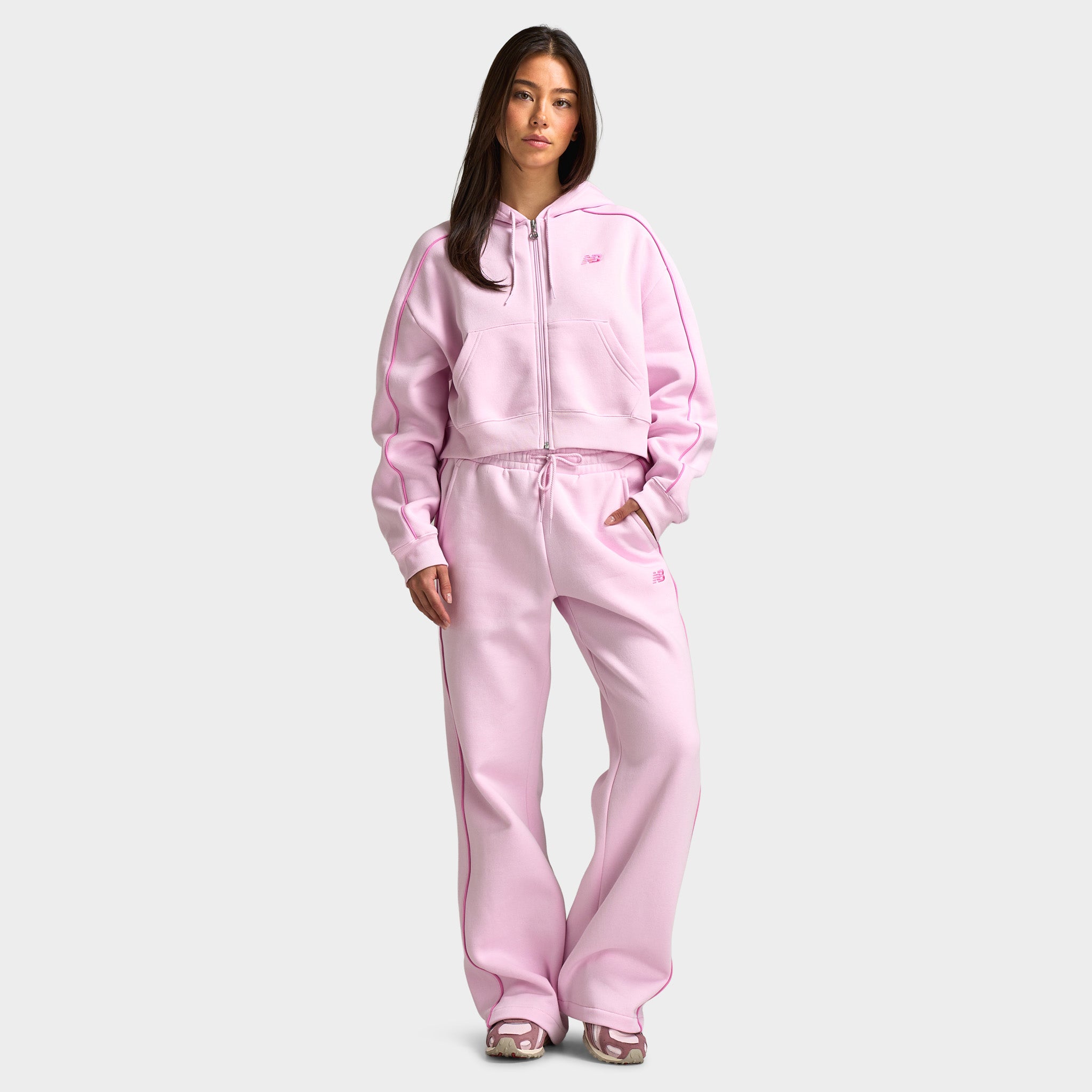 New Balance Women's Piping Full-Zip Hoodie / Light Raspberry – JD