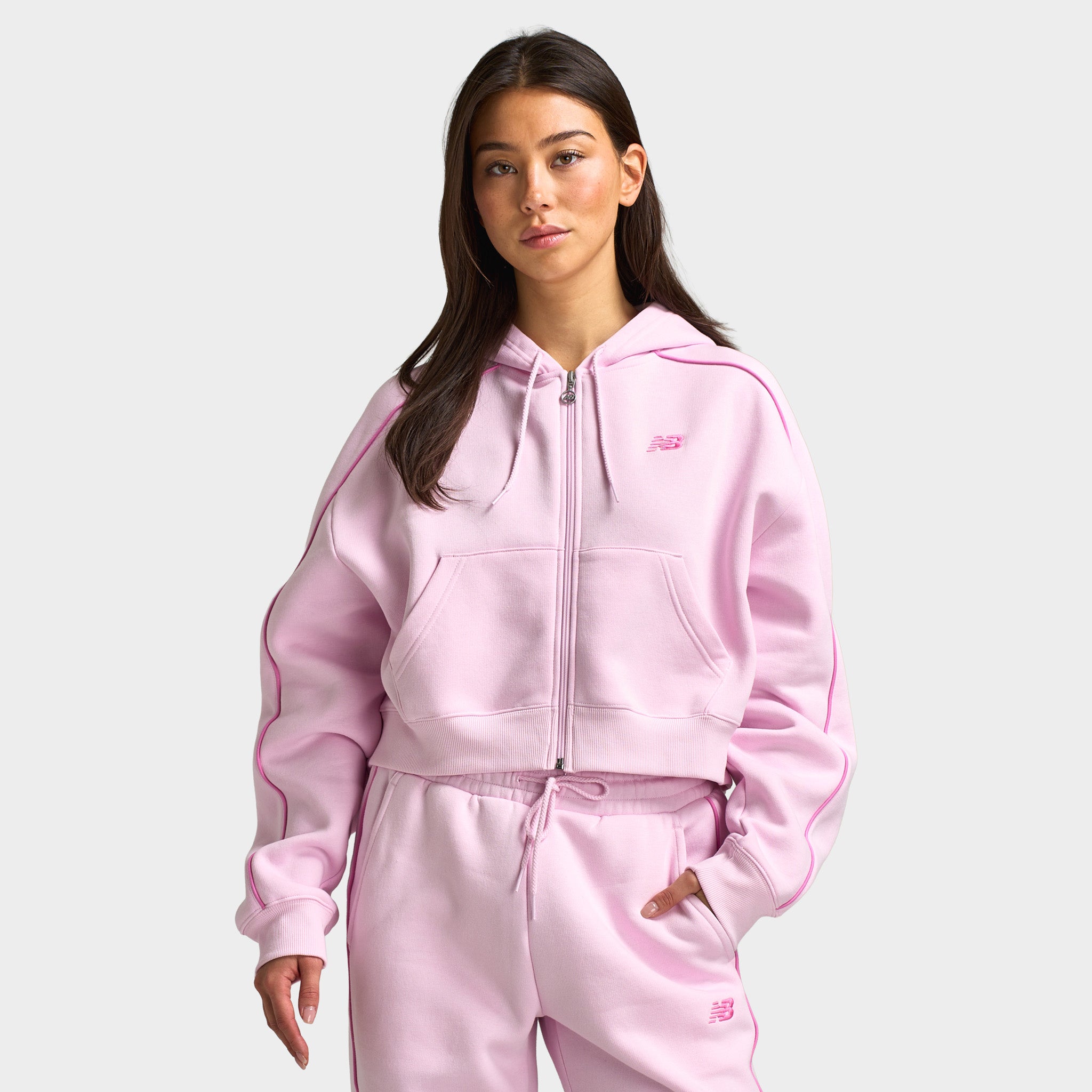 New Balance Women's Piping Full-Zip Hoodie / Light Raspberry – JD
