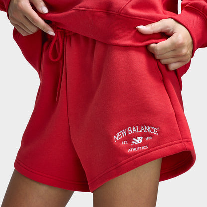 New Balance Women's Athletic Fleece Shorts / Red