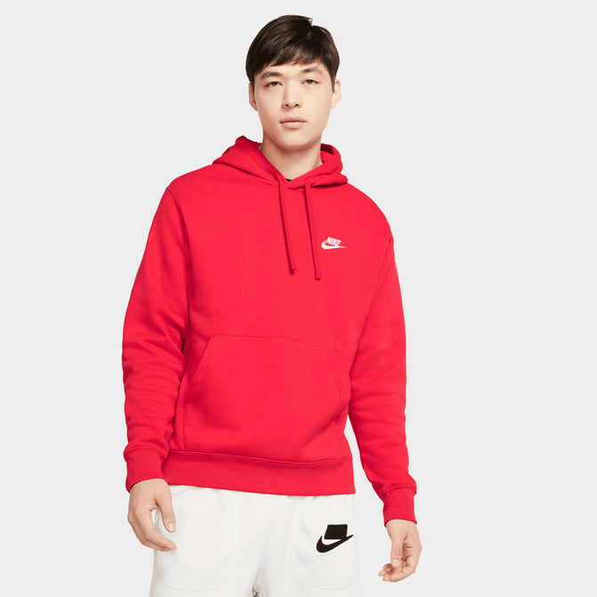 Nike Sportswear Club Fleece Pullover Hoodie University Red / University Red  - White