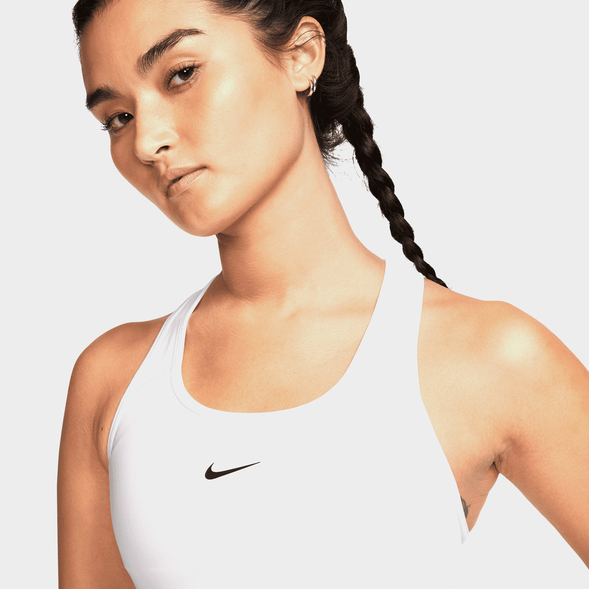 Nike Women’s Dri-FIT Swoosh Medium-Support 1-Piece Pad Sports Bra Whit ...