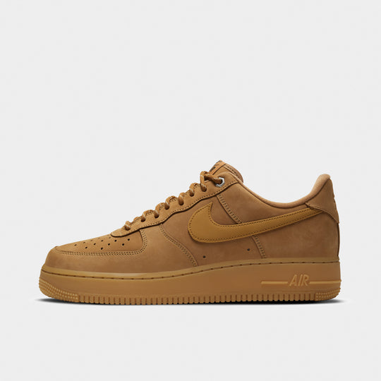 Nike Air Force 1 '07 WB. Side view of wheat-brown sneaker with tonal Swoosh, matching laces and gum rubber sole.
