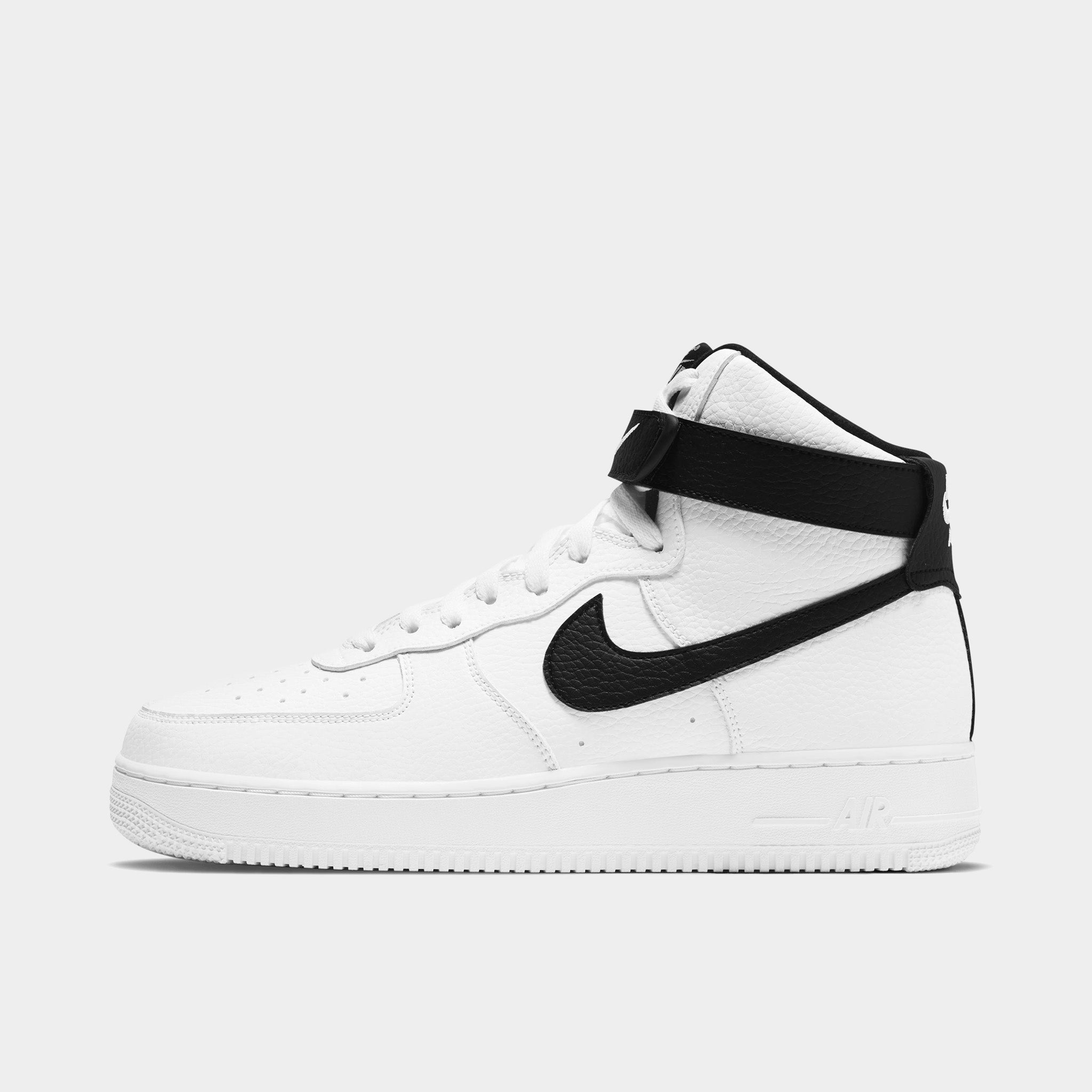 black and white air forces high top