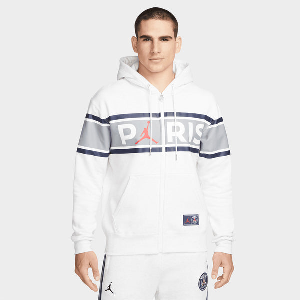 Jordan Paris Saint Germain Full Zip Fleece Hoodie Birch Heather Univ JD Sports