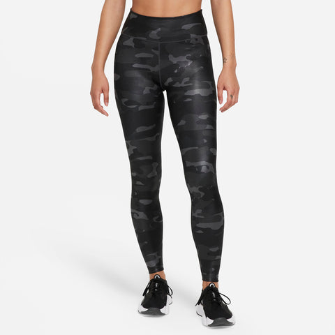 Nike Women s Dri FIT One Mid Rise Camo Tights Dark Smoke Grey