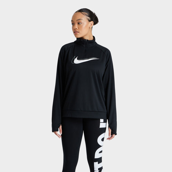 Nike half sales zip women's black