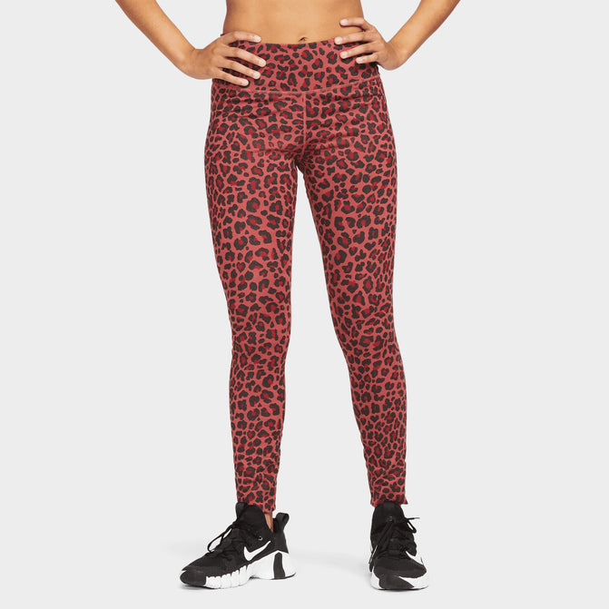 Nike Women's Dri-FIT One Mid-Rise Printed Leggings Pink / Black