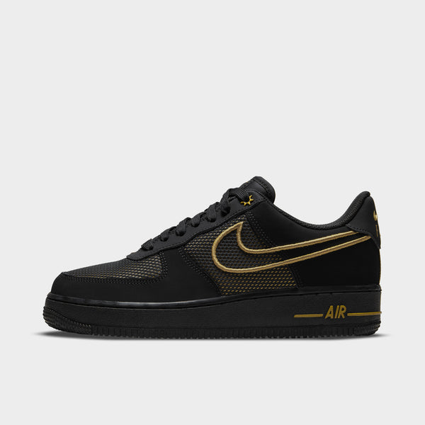 Nike Women s Air Force 1 07 Black Metallic Gold Gum Light