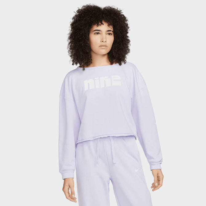 Womens Nike Sportswear Color-block Crew Sweatshirt White/Pink Plus Size 1X