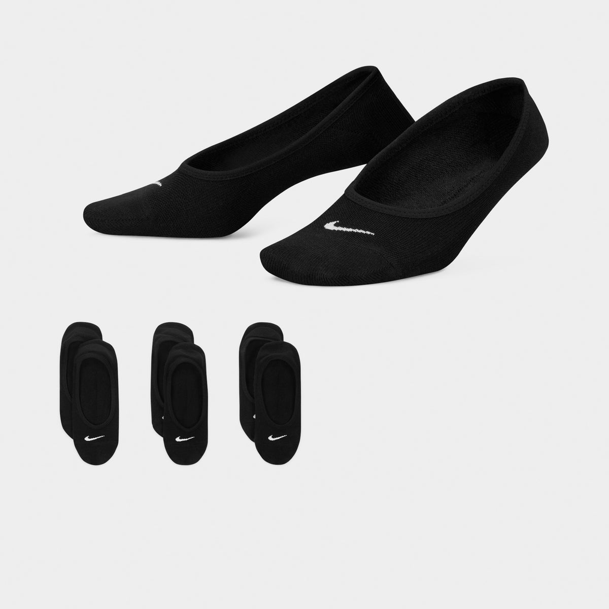 Nike Women's Everyday Lightweight No Show Socks (3 Pack) Black / White