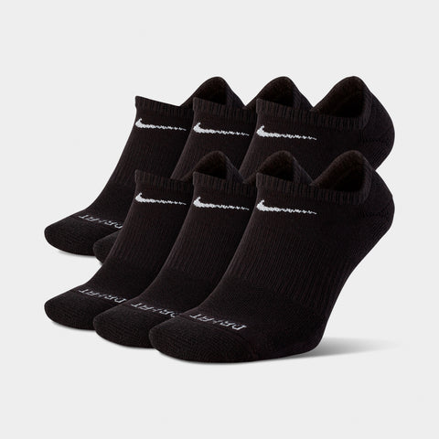 Nike Everyday Plus Cushion No Show Socks 6 pack Black White L