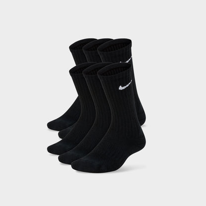 Nike Everyday Kids' Cushioned Crew Socks (6 Pack) Black White