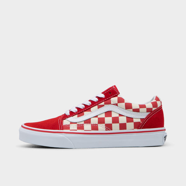 Low top red sales and white vans